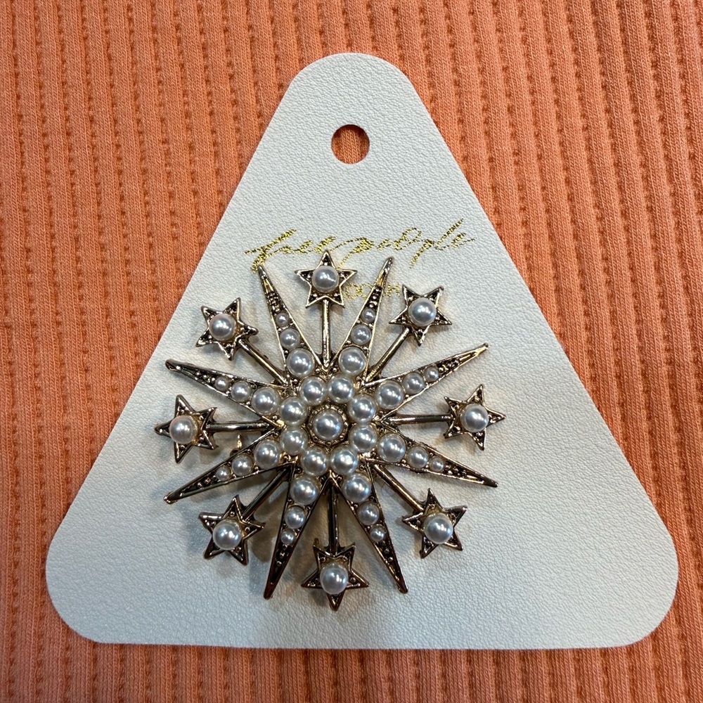 Free People Gold and Silver Starburst Brooch
